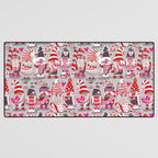 I gnome you more // grey background red and pink Valentine's Day gnomes and motifs Desk Mat Gallery Image 3