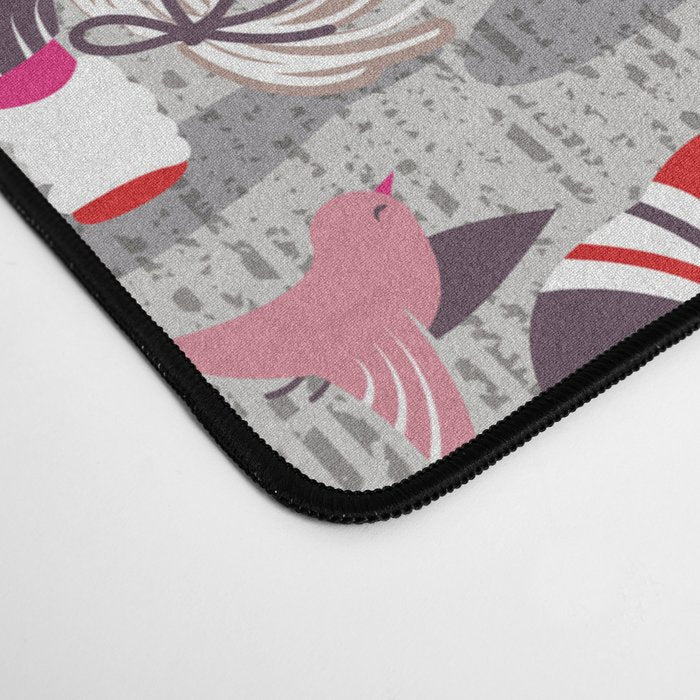 I gnome you more // grey background red and pink Valentine's Day gnomes and motifs Desk Mat Gallery Image 4
