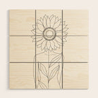 Minimalistic Line Art of Woman with Sunflower Wood Wall Art Gallery Image 1