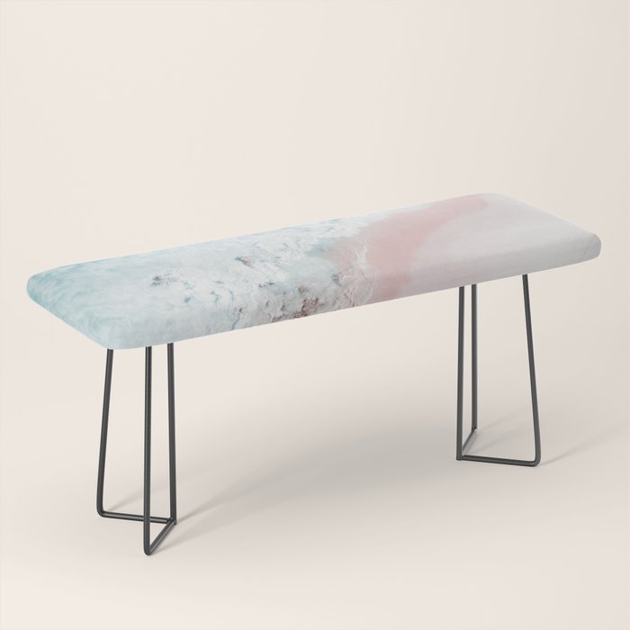 Aerial Ocean Print - Aerial Beach - Pastel Pink Sand - Sea -Travel photography by Ingrid Beddoes Bench Gallery Image 1