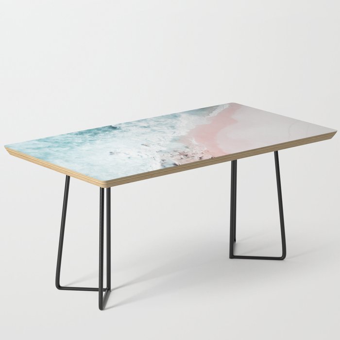Aerial Ocean Print - Aerial Beach - Pastel Pink Sand - Sea -Travel photography by Ingrid Beddoes Coffee Table Gallery Image 1