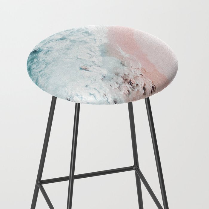 Aerial Ocean Print - Aerial Beach - Pastel Pink Sand - Sea -Travel photography by Ingrid Beddoes Stool Gallery Image 2