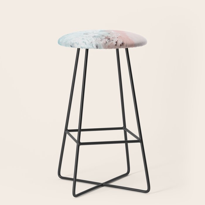 Aerial Ocean Print - Aerial Beach - Pastel Pink Sand - Sea -Travel photography by Ingrid Beddoes Stool Gallery Image 1