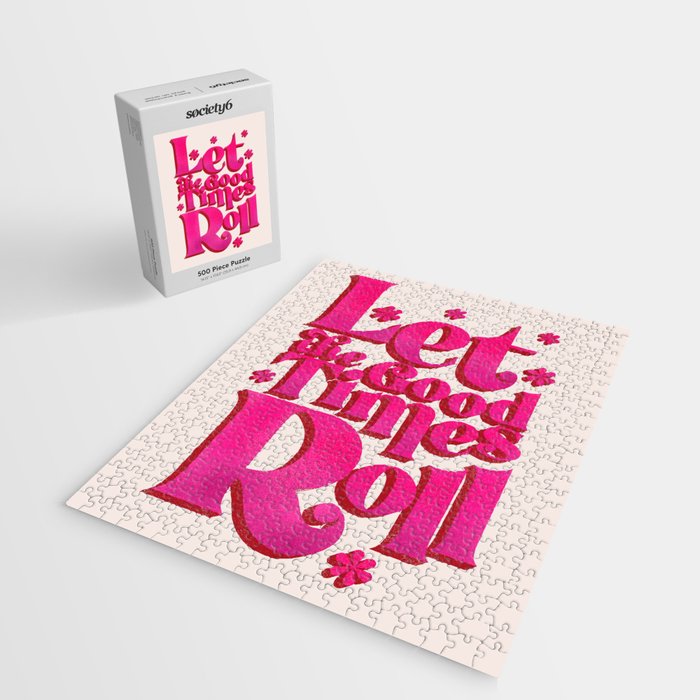 Let The Good Times Roll  - Retro Type in Pink Jigsaw Puzzle Gallery Image 2