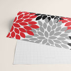 Red Black Gray Flower Pattern, Dahlia Flower Petals, Red Black Floral Pattern Wrapping Paper Gallery Image 2