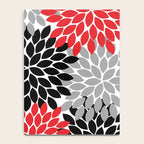 Red Black Gray Flower Pattern, Dahlia Flower Petals, Red Black Floral Pattern Notebook Gallery Image 4