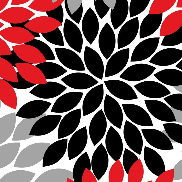 Red Black Gray Flower Pattern, Dahlia Flower Petals, Red Black Floral Pattern Coffee Mug Gallery Image 2