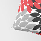 Red Black Gray Flower Pattern, Dahlia Flower Petals, Red Black Floral Pattern Pillow Sham Gallery Image 4