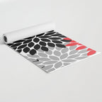 Red Black Gray Flower Pattern, Dahlia Flower Petals, Red Black Floral Pattern Yoga Mat Gallery Image 2
