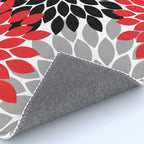 Red Black Gray Flower Pattern, Dahlia Flower Petals, Red Black Floral Pattern Rug Gallery Image 4