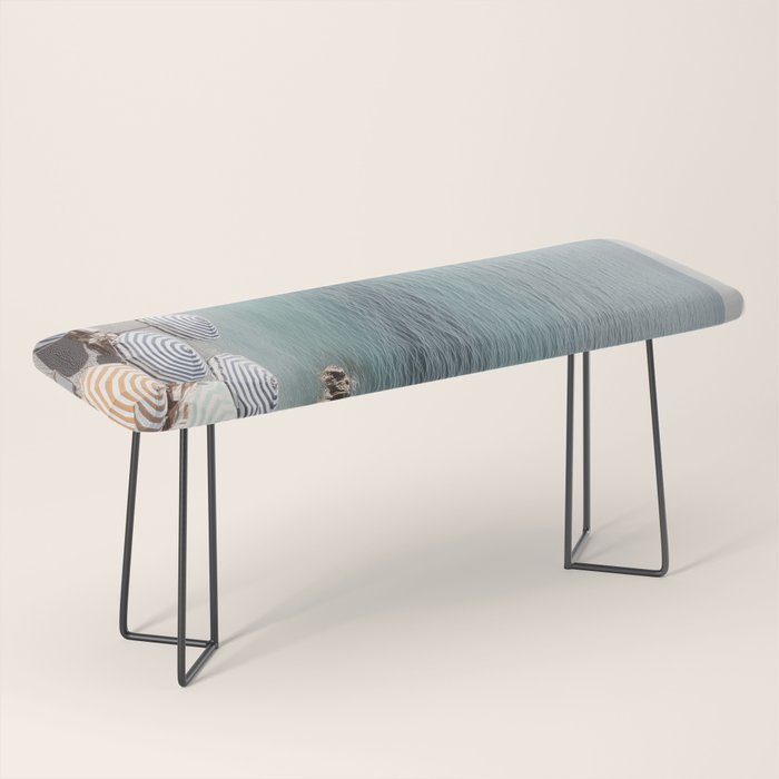 Seaside Patterns - Pastel Umbrella Coastal Print Bench Gallery Image 1
