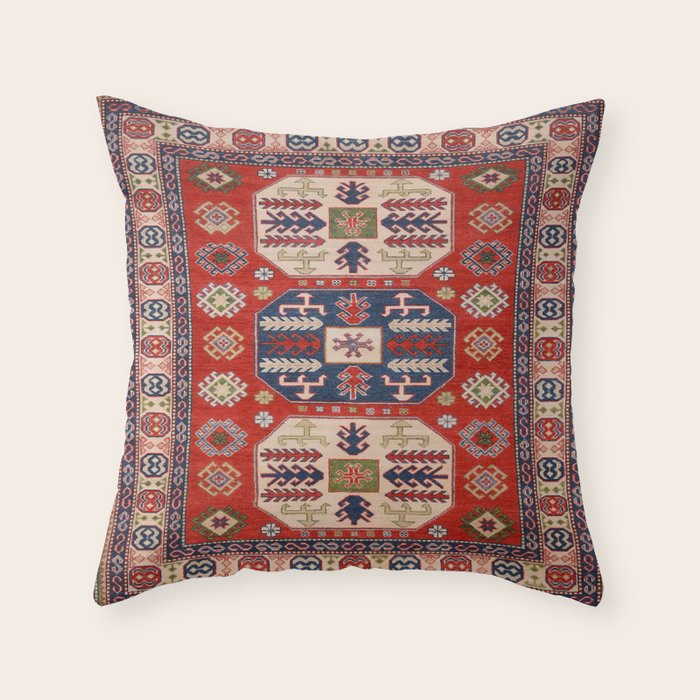 Arrow Spiral Kazak Handmade Rug Throw Pillow Gallery Image 6
