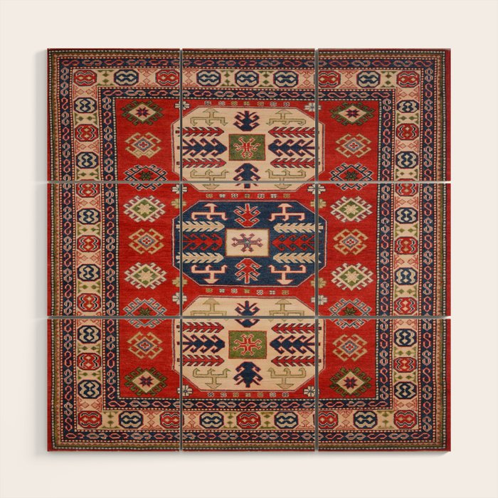 Arrow Spiral Kazak Handmade Rug Wood Wall Art Gallery Image 1