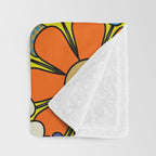Groovy Retro Garden Gingham Flowers 60s 70s Maximalist Floral Pattern Blue Orange Yellow Throw Blanket Gallery Image 3