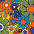 Groovy Retro Garden Gingham Flowers 60s 70s Maximalist Floral Pattern Blue Orange Yellow Coffee Mug Gallery Image 2