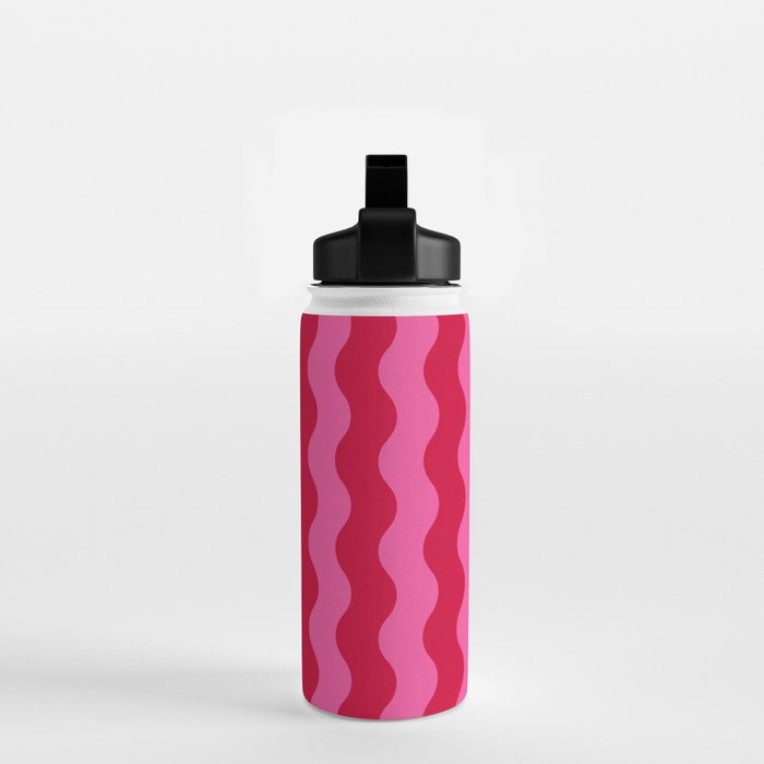  Red and Pink Candy Striped Waves Water Bottle Gallery Image 2