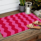  Red and Pink Candy Striped Waves Outdoor Rug Gallery Image 2