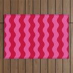  Red and Pink Candy Striped Waves Outdoor Rug Gallery Image 1