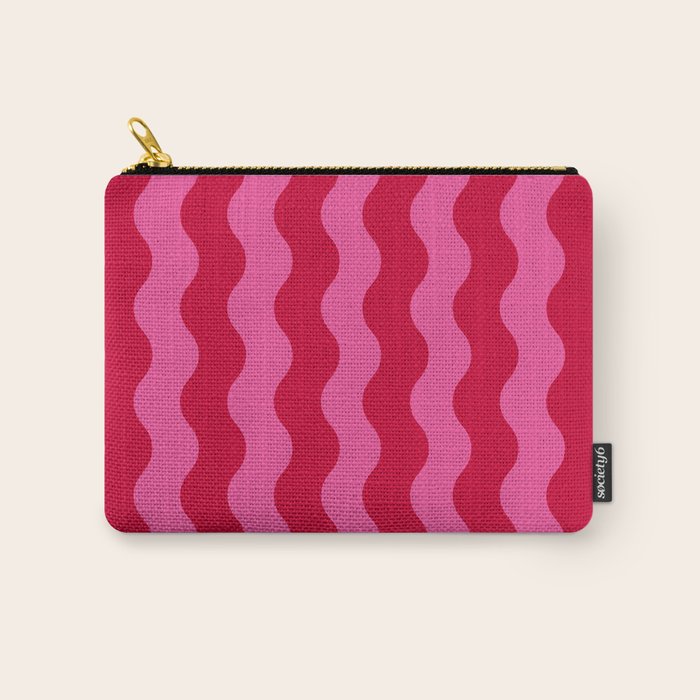  Red and Pink Candy Striped Waves Carry All Pouch Gallery Image 1