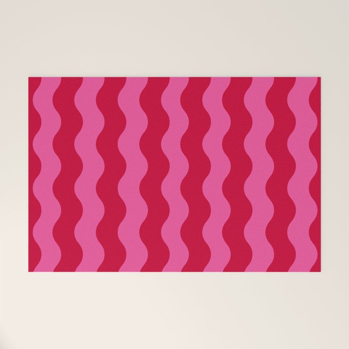  Red and Pink Candy Striped Waves Welcome Mat Gallery Image 1