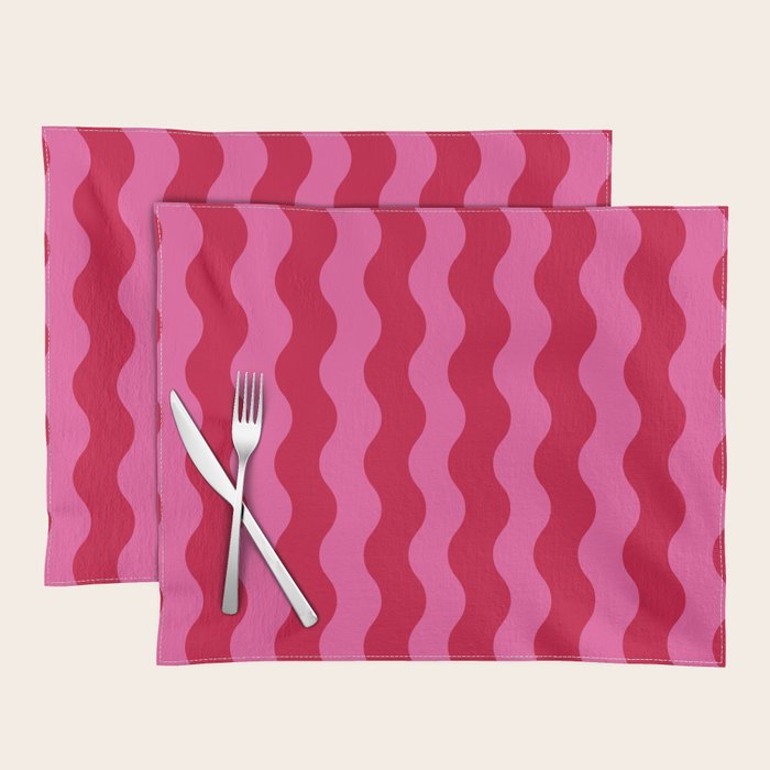  Red and Pink Candy Striped Waves Placemat Gallery Image 1