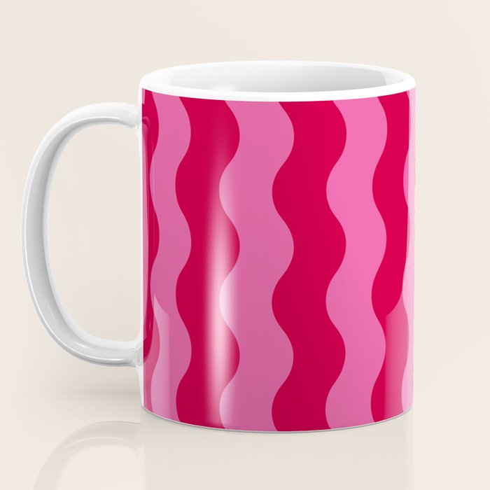  Red and Pink Candy Striped Waves Coffee Mug Gallery Image 3