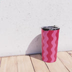  Red and Pink Candy Striped Waves Travel Mug Gallery Image 4