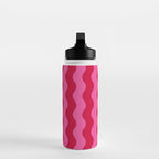  Red and Pink Candy Striped Waves Water Bottle Gallery Image 3