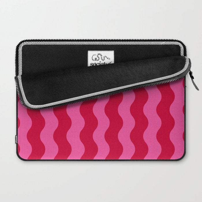  Red and Pink Candy Striped Waves Laptop Sleeve Gallery Image 2