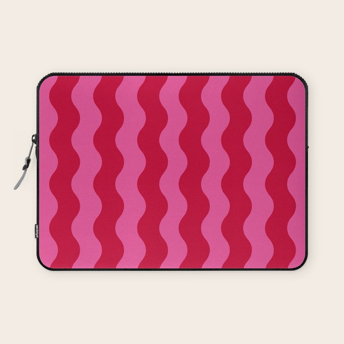  Red and Pink Candy Striped Waves Laptop Sleeve Gallery Image 1