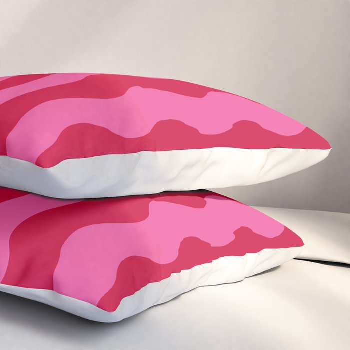  Red and Pink Candy Striped Waves Pillow Sham Gallery Image 3