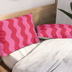  Red and Pink Candy Striped Waves Pillow Sham Gallery Image 2