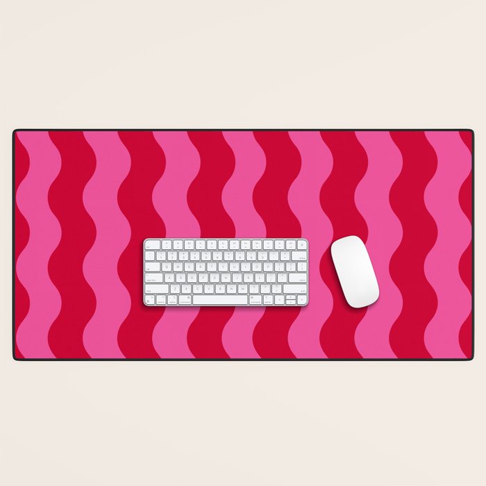  Red and Pink Candy Striped Waves Desk Mat Gallery Image 1