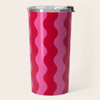  Red and Pink Candy Striped Waves Travel Mug Gallery Image 2