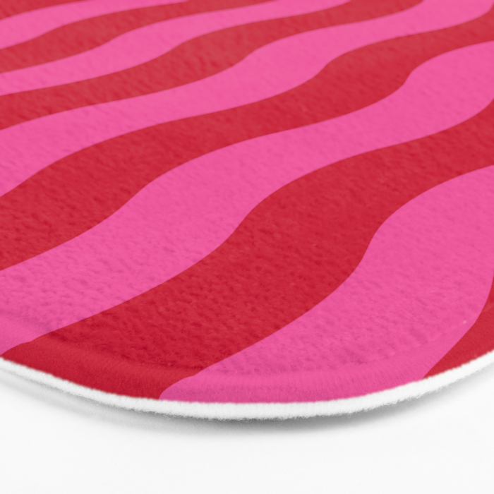  Red and Pink Candy Striped Waves Bath Mat Gallery Image 3
