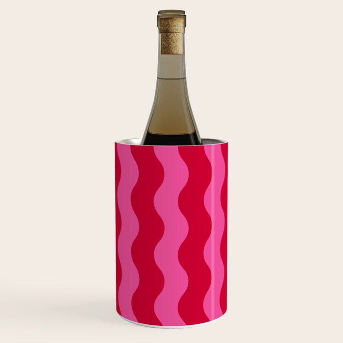  Red and Pink Candy Striped Waves Wine Chiller Gallery Image 1