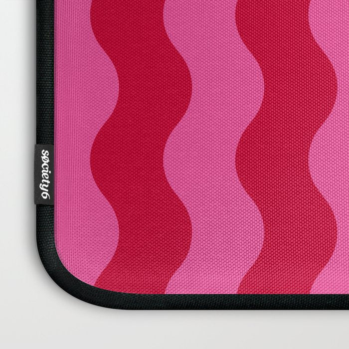  Red and Pink Candy Striped Waves Laptop Sleeve Gallery Image 3