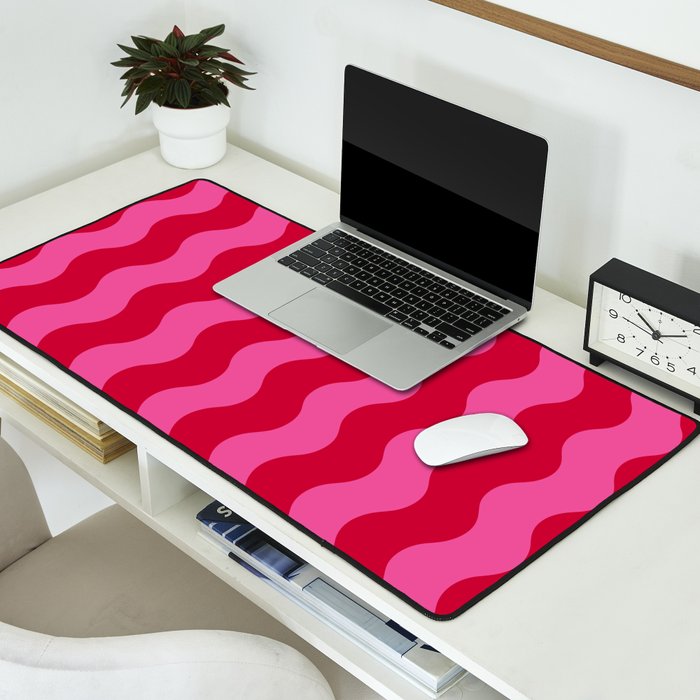 Red and Pink Candy Striped Waves Desk Mat Gallery Image 2