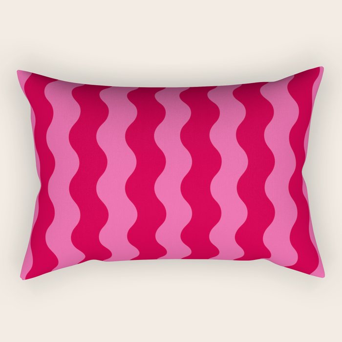 Red and Pink Candy Striped Waves Rectangular Pillow Gallery Image 2