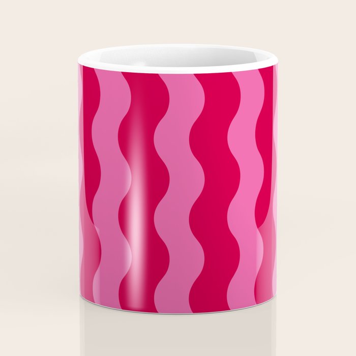  Red and Pink Candy Striped Waves Coffee Mug Gallery Image 4