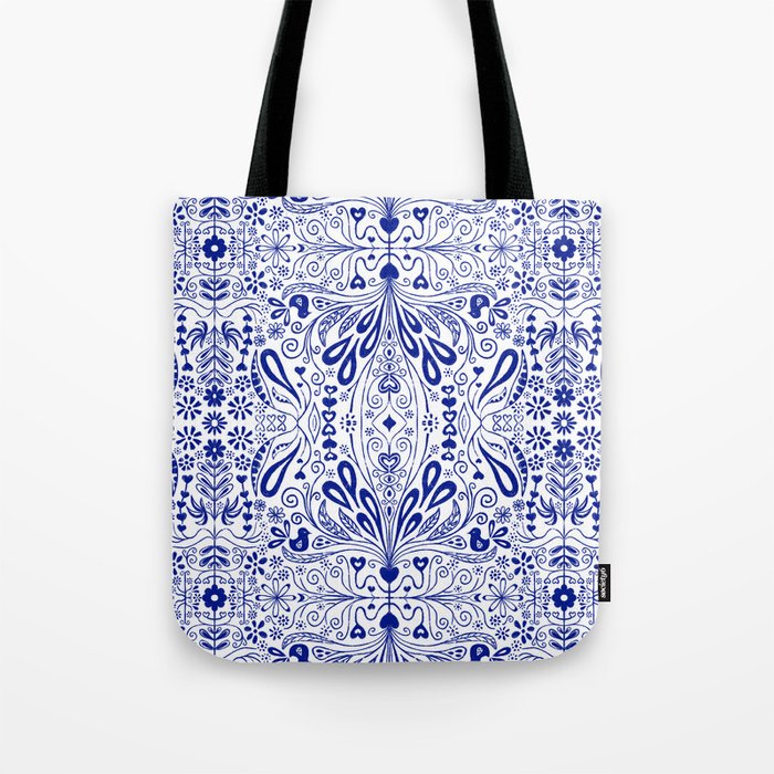Chinoiserie Folk Seamless Pattern Tote Bag Gallery Image 1