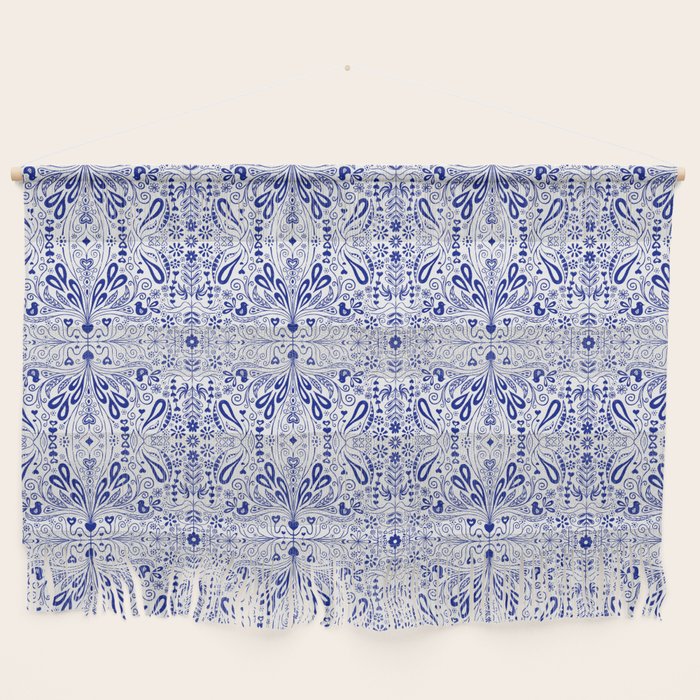 Chinoiserie Folk Seamless Pattern Wall Hanging Gallery Image 1
