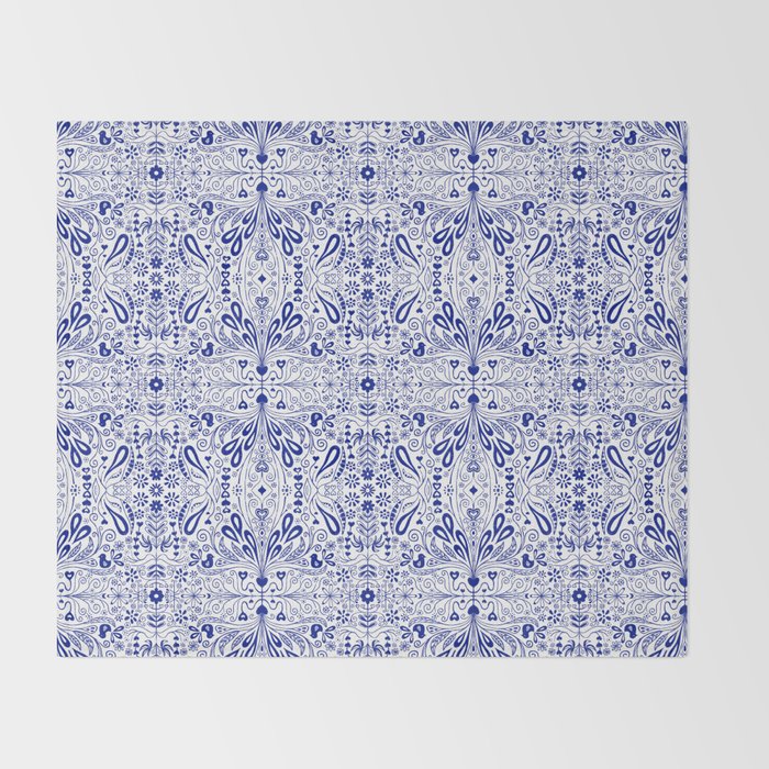 Chinoiserie Folk Seamless Pattern Throw Blanket Gallery Image 2