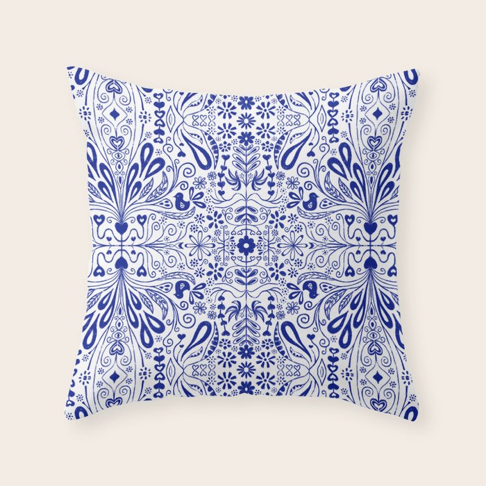 Chinoiserie Folk Seamless Pattern Throw Pillow Gallery Image 6