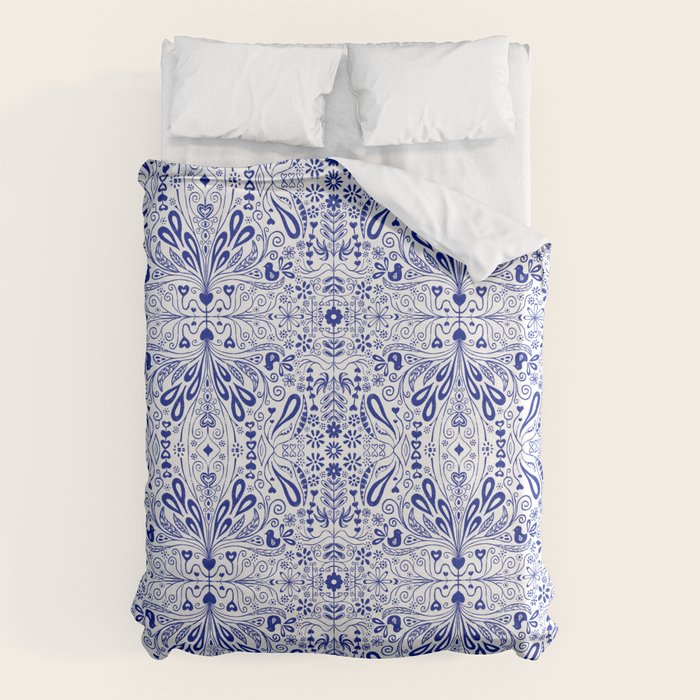 Chinoiserie Folk Seamless Pattern Duvet Cover Gallery Image 1