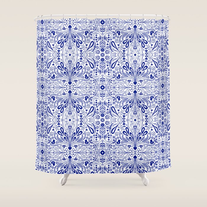 Chinoiserie Folk Seamless Pattern Shower Curtain Gallery Image 1