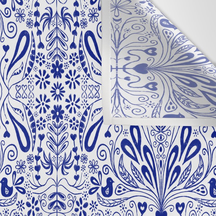 Chinoiserie Folk Seamless Pattern Wall Tapestry Gallery Image 3