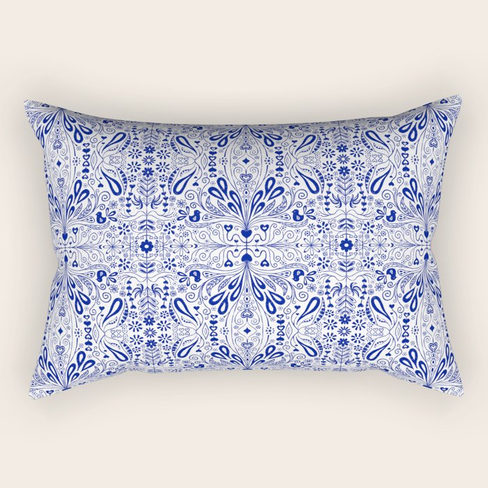 Chinoiserie Folk Seamless Pattern Rectangular Pillow Gallery Image 2