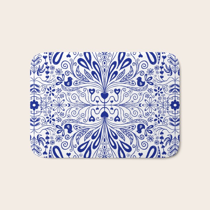 Chinoiserie Folk Seamless Pattern Bath Mat Gallery Image 1