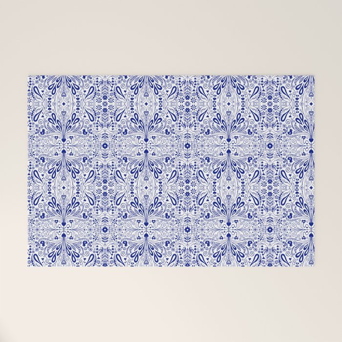 Chinoiserie Folk Seamless Pattern Welcome Mat Gallery Image 1